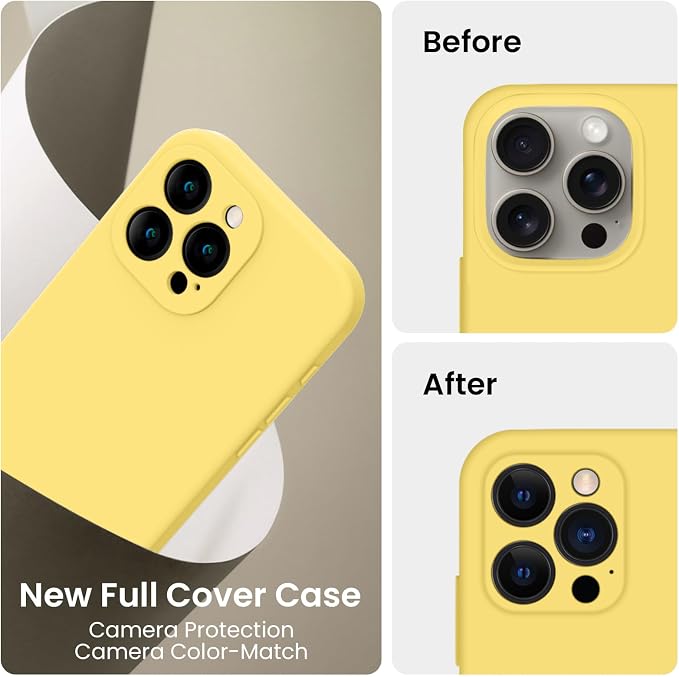 FireNova Designed for iPhone 16 Pro Case, Silicone Upgraded [Camera Protection] Phone Case, Soft Anti-Scratch Microfiber Lining Inside, 2024, Yellow