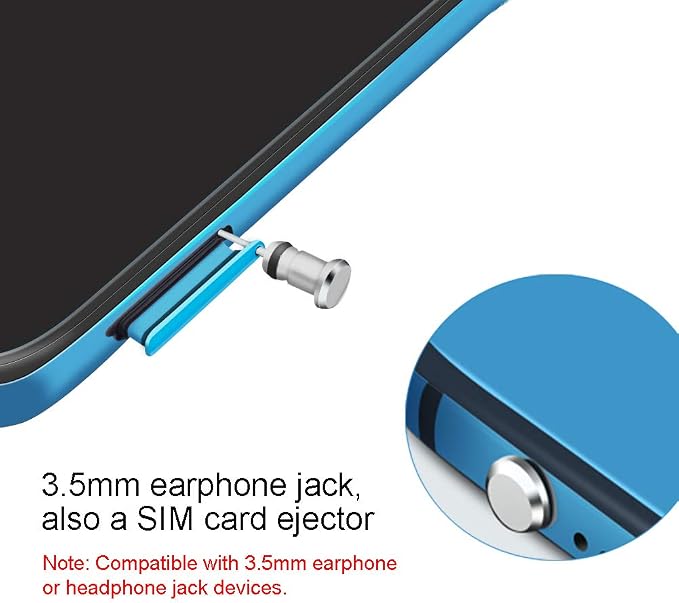 USB Type C Port Cover Plugs Metal Anti Dust Cap Protector 2 PCS with SIM Card Removal Pin Compatible with Samsung Galaxy S24 S23 S22 S21 MacBook Pro Air Laptop (Silver)