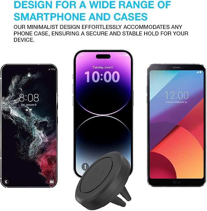Car Vent Phone Mount, 2 Pack Universal Automobile Air Vent Cradles Magnetic Smartphone Holder Compatible with iPhone 14 13 12 Pro Max XR Plus G Android, Mini Tablet, LG (Metal Plate Included)