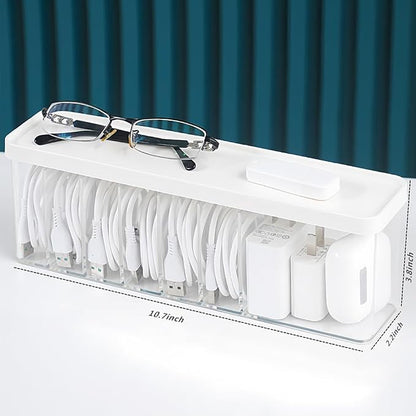 Charger Cable Cord Storage Organizer Box - Easy Storage Without Cable Ties - 1 Pack With Lid