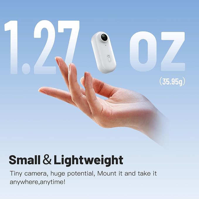 Mini Body Camera, Wearable Action Body Cam, Thumb Size Hands Free Recording Body Worn Camera, Premium Portable Camcorder Mount Anywhere for Pet Walking, Work, Travel (White, 128GB)