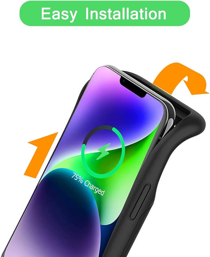 Wireless Charging Case for iPhone 14 Plus, 12000mAh High Capacity Portable Rechargeable Battery Case Wireless Charging Compatible with iPhone 14 Plus (6.7 inch) Extended Battery Charger Case (Black)