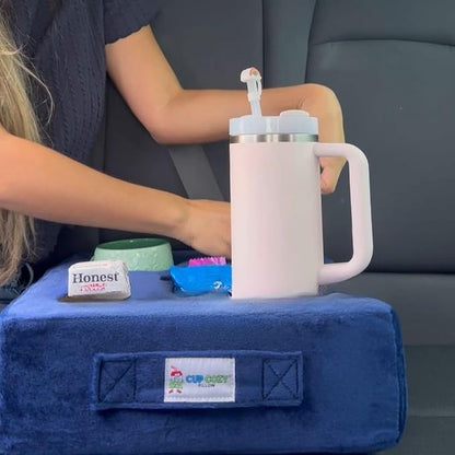The Original Cup Cozy Pillow-As Seen on TV-The World's Best Couch/Sofa/Bed/Car Cup Holder Pillow and Caddy for Drinks/Snacks/Remotes! (Blue, 5 Hole)