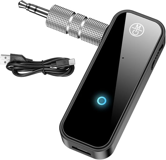 Upgraded AUX Bluetooth 5.0 Adapter for Car, 2 in 1 Wireless Bluetooth Transmitter and Receiver for TV Headphones Home Audio Speakers, Portable Wireless Audio Receiver for iPhone PC, Hands-Free Call