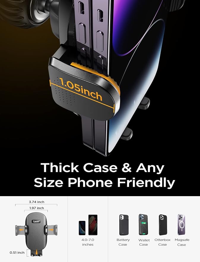 LISEN for iPhone 17 Phone Mount for Car [Ultla Stable] Phone Holder for Car Vent[Never Blocking] Steel Hook Clip Car Phone Holder Mount for iPhone 16 15 Pro Samsung Galaxy S223/S22 All Phones Kits