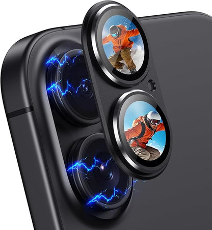 Korecase 2 Pack Camera Lens Protector for iPhone 17/iPhone 16/iPhone 16 Plus,9H Tempered Glass |Drop Protection |Strong Adhesion |Anti-Scratch |Aluminum Alloy Frame Rear Camera Cover - Black