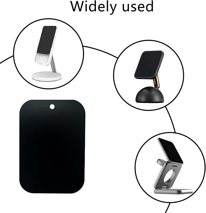 GDMINLO Mount Metal Plate（8Pack） for Magnetic Car Mount Phone Holder with Full Adhesive for Phone Magnet, 8X Rectangular (Black)