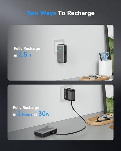 Portable Charger with Built in 25.6in Retractable Cable and Wall Plug, 10000mAh USB C Travel Power Bank, 35W Fast Charging Battery Pack Compatible with iPhone 16 15 14 13 Samsung Android Phone etc