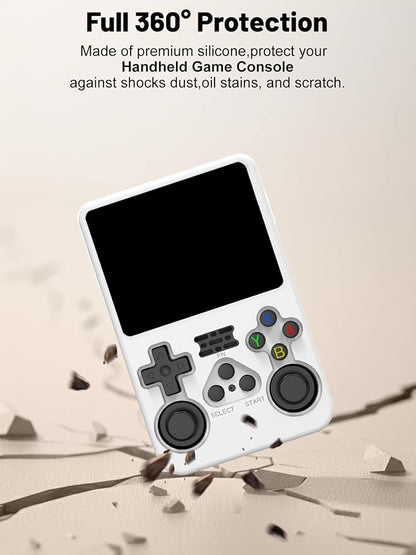 Silicone Protective Case for Anbernic R36S Game Console, Full-Body Protective Cover with Precise Cutout, Shockproof Dustproof Protector Sleeve & Scratch-Resistant Sleeve (White)