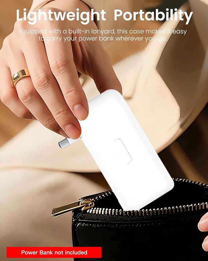 Silicone Case for TORRAS EasyGo 3-in-1 Portable Charger Power Bank,Full-Body Protective Cover for TORRAS Power Bank PB17,Precise Port Cutouts (Case Only) White