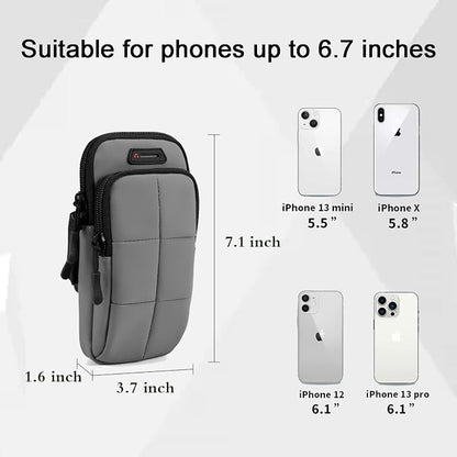 Prime Comfort Phone Arm Bands for Running, Armband Cell Phone Holder for Exercise (Gray)