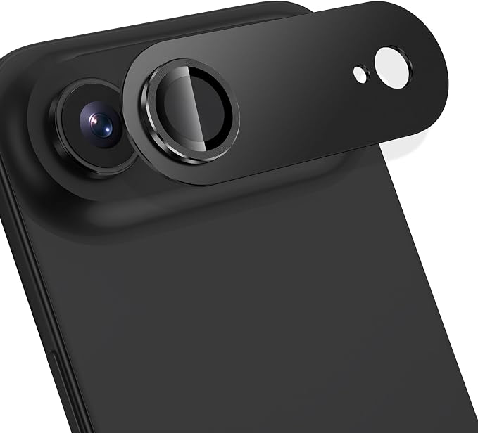 for iPhone 17 Air Camera Lens Protector, [Military Grade Shatterproof] [Strong Adsorption] [Case Friendly] Full Coverage Metal Aluminum Alloy 9H Tempered Glass Camera Screen Cover, Black