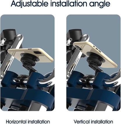 Motorcycle Phone Mount,Bike Cell Phone Holder with Vibration Dampener module,Out Front Bicycle Handlebar Mount for Mountain Road EBike,Scooter,Moto,MTB【Series C - 2nd Gen】Angle Adjustment Edition