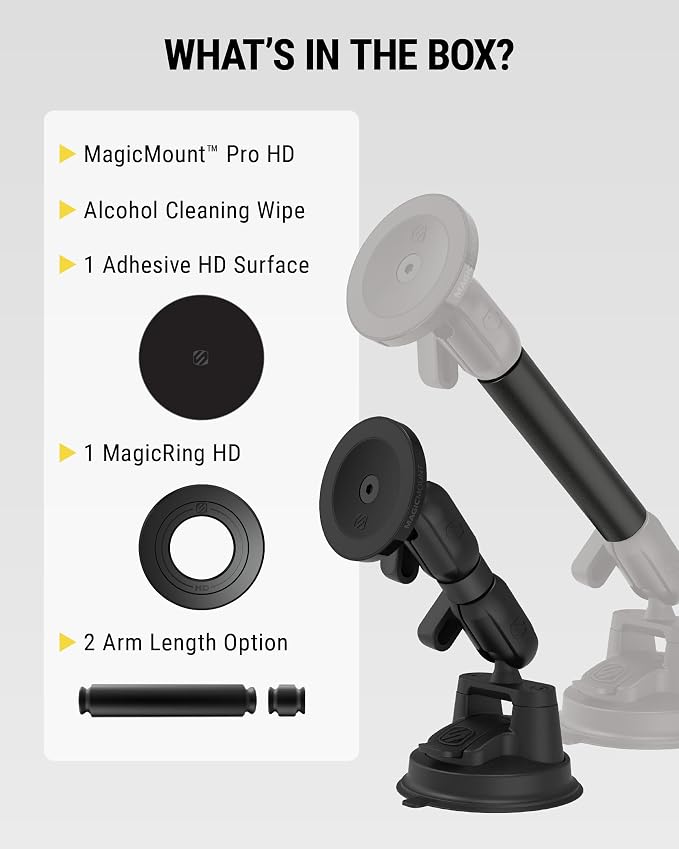 Scosche Extra-Strong Magnetic Cell Phone Car Mount/Tablet Holder for Truck, Semi, & Car, Heavy Duty MagSafe Suction Mount for Dashboard/Windshield Compatible with MagSafe, iPhone, Android & iPad