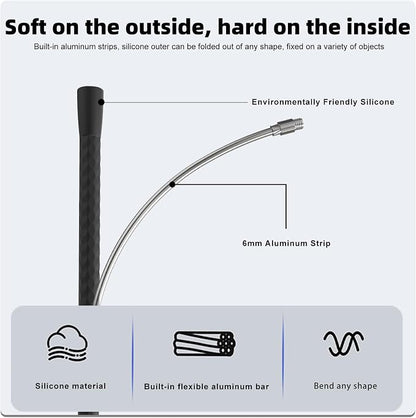 Portable Flexible Phone Holder with Handle for Treadmill, Spin Bike, Stroller, Tripod, Shopping Cart, Desk, Logitech Webcam, 23.6" / 60cm Long Arm Gooseneck Phone Mount for 4.7”- 7" Cell Phones