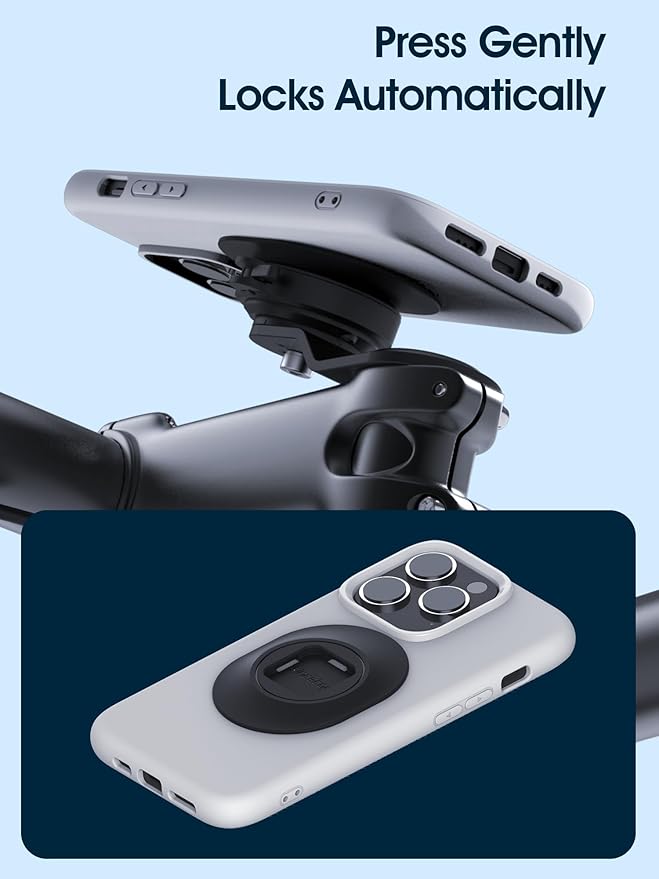 sincetop Bike Phone Mount - Series Q [ Quad ] - Mountain Bicycle Stem Phone Holder - Quick Lock & Release - Aluminum Handlebar Cycling Cell Holder for MTB Ebike Road Electric Gravel Bikes