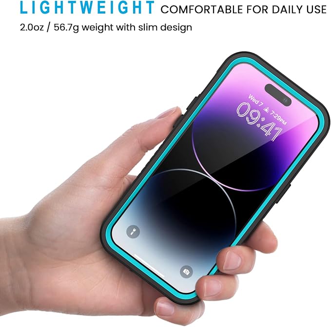 Lanhiem for iPhone 14 Pro Case, IP68 Waterproof Dustproof Shockproof 14 Pro Case with Built-in Screen Protector, Full Body Sealed Protective Front and Back Cover for iPhone 14 Pro, 6.1 inch (Blue)