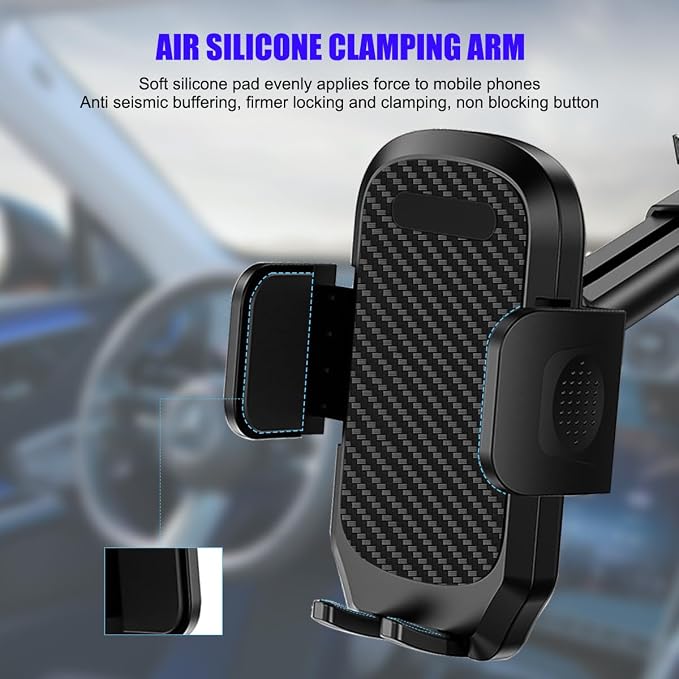 HZEL Car Dash Mount Phone Holder, 360° Adjustable Strong Suction Cup Vehicle Windshield Mobile Phone Mount, Hands Free Automotive Cellphone Stand, Suitable for 1.97-4.33" Smartphone (Carbon Fiber)