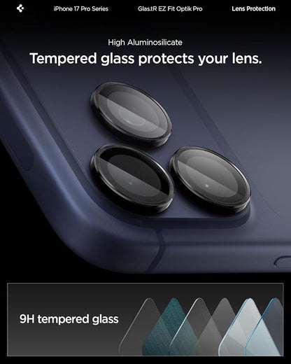 Spigen Camera Lens Screen Protector [GlasTR EZ Fit Optik Pro] Designed for iPhone 17 Pro Max | iPhone 17 Pro | iPhone 16 Pro Max | 16 Pro | iPhone 15 Pro Max | 15 Pro [Case Friendly] - White Titanium [2 Pack]