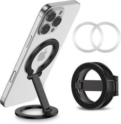 Dual-Side Magnetic Phone Grip for MagSafe, Phone Ring Holder Removable Adjustable Stand for iPhone 17/Air/16/15/14/13/12 Series & MagSafe Case, Samsung Galaxy S25 S24 A16, Fit for Magnetic Car Mount