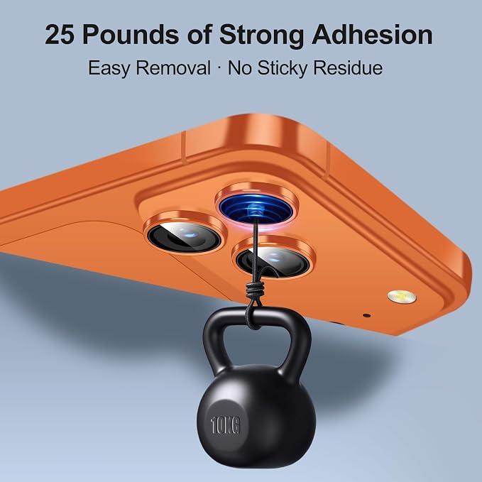 QHOHQ 2 Set Camera Lens Protector for iPhone 17 Pro Max/17 Pro/16 Pro Max/16 Pro/15 Pro Max/15 Pro, Individual Anti Shatter Lens Protector,[15FT Military Grade Protection],1-Second Auto-Install- Orange