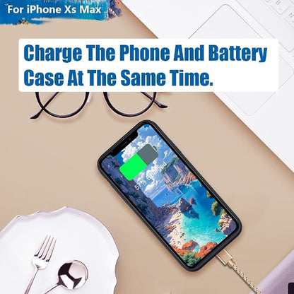 [New Battery Case for iPhone Xs Max, 6000mAh Rechargeable Extended Battery Charging Charger Case (6.5 Inches) Black