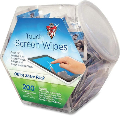 Falcon Dust-Off Touch Screen Wipes, Office Share Pack, 200/Pack (DMHJ)