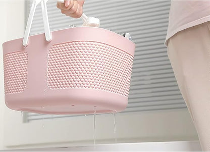 Shower Caddy Basket, Portable Large Capacity Thickened Plastic Organizer Storage Tote with Handles Drainage Toiletry Bag Bin for Bathroom, College Dorm Room Essentials, Kitchen, Camp, Gym, Pink