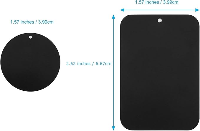 Great 1 Universal Metal Plates with 3M Adhesive for All Magnetic Car Mounts, Cell Phone, Tablet Holder, Cradle-Less, Air Vent Mount, 6 Rectangular, 6 Round, Black (Not a Magnet)