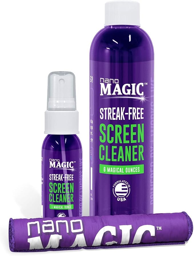 NANO MAGIC Streak-Free Screen Cleaning 7oz Recharge Kit, 1oz Spray, 6oz Refill, 2 Microfiber Cloths, LED LCD TV, Tablet, Phone Screen, Laptop, Touchscreen, Optical Grade