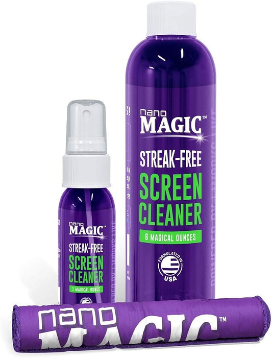 NANO MAGIC Streak-Free Screen Cleaning 7oz Recharge Kit, 1oz Spray, 6oz Refill, 2 Microfiber Cloths, LED LCD TV, Tablet, Phone Screen, Laptop, Touchscreen, Optical Grade