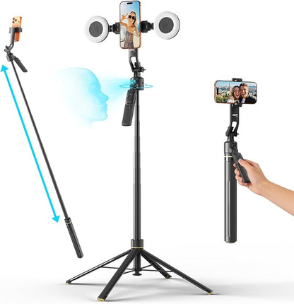 Acer Gadget Auto Face Tracking Tripod for iPhone – Gesture Control Detachable Mini Ring Light 64" 360 Degree AI Tracking Phone Tripod for Vlogging YouTube TikTok Video Recording