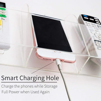 Large Acrylic 3-Slot Wall Mounted Smart Phone Charging Holder Station Clear Hanging TV Remote Controls Holder Media Organizer Wall Pansyling