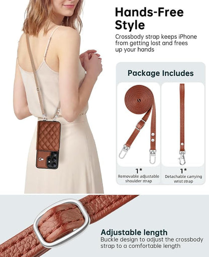 OCASE Compatible with Samsung Galaxy S26 Ultra Crossbody Wallet Case with Card Holder, PU Leather Zipper Handbag Magnetic Phone Purse with RFID Blocking Kickstand Wrist Strap Lanyard, Brown
