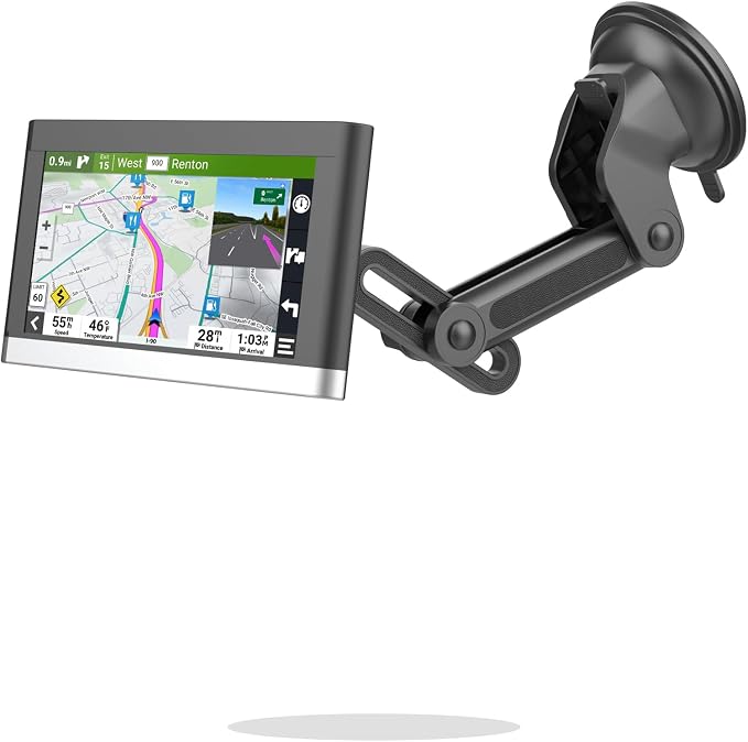 SkyTian for Garmin GPS Car Mount Replacement Sticky Suction Cup 17mm Ball Mount Long Arm Windshield Holder fit Garmin Nuvi Drive Dezl RV GPS, Black
