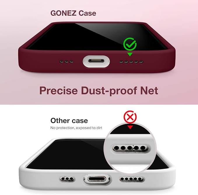 GONEZ Magnetic for iPhone 14 Case, Compatible with Magsafe, with Screen Protector + Camera Protector, Anti-Scratch Microfiber Lining, Liquid Silicone Shockproof Protective Phone Case, Maroon