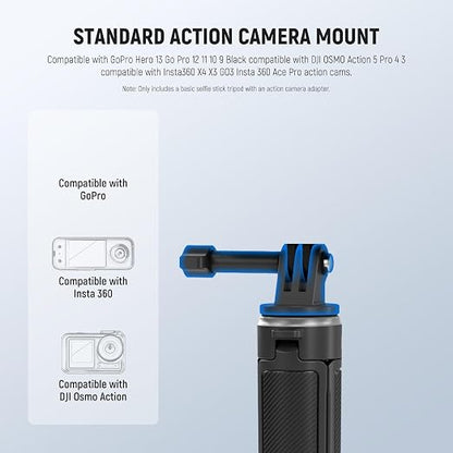 NEEWER Basic Selfie Stick Tripod for DSLR Action Camera Webcam, Mini Vlogging Video Desk Stand Accessories Compatible with GoPro Hero 13 12 Insta360 DJI Osmo Action 5 Pro AKASO EK7000 Brave 4 7, TP46