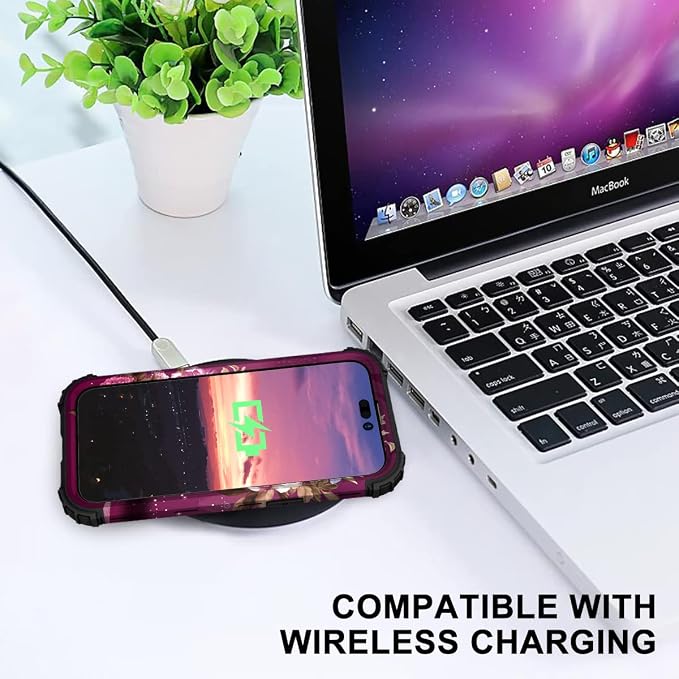 Hocase for iPhone 14 Pro Max Case, Heavy Duty Shockproof Protection Soft Silicone Rubber+Hard Plastic Bumpers Hybrid Protective Case for iPhone 14 Pro Max 2022 - Royal Purple Flowers