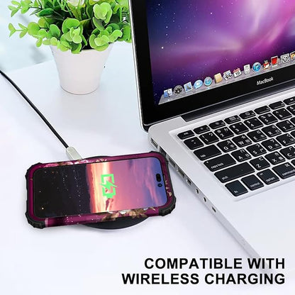Hocase for iPhone 14 Pro Max Case, Heavy Duty Shockproof Protection Soft Silicone Rubber+Hard Plastic Bumpers Hybrid Protective Case for iPhone 14 Pro Max 2022 - Royal Purple Flowers