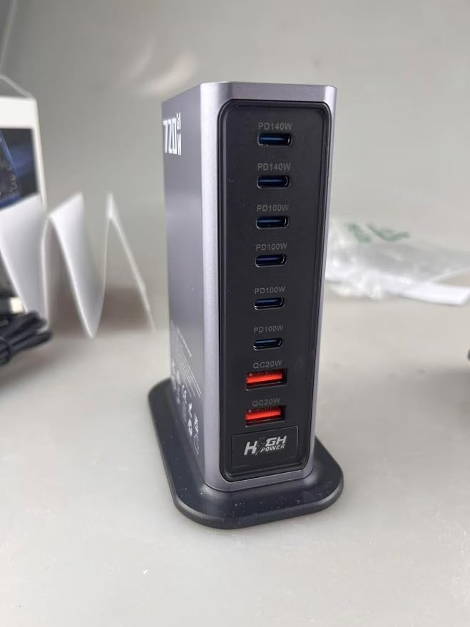 520W USB C Fast Charger Block, PD 3.1 100W 8 Port USB Charging Station, GaN Ⅲ Fast Charging Station for Multiple Devices, Laptop Wall Charger Compatible with iPhone 17/iPad/MacBook etc