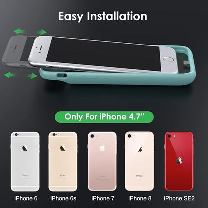 Battery Case for iPhone 8/7/6s/6/SE (2022/2020),[2025 Upgraded] 7000mAh Ultra-Slim Portable Extended Charger Cover for iPhone 8/7/6s/6/SE (2022/2020) Charging Case (4.7 Inch)-Green