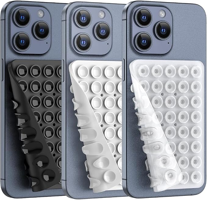 Double Sided Silicone Suction Phone Holder Mount, Silicon Accessory for iPhone and Android, Hands-Free Mirror Shower Phone Holder, TikTok Videos and Selfies (Combo B)
