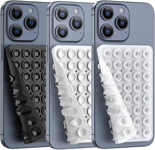 Double Sided Silicone Suction Phone Holder Mount, Silicon Accessory for iPhone and Android, Hands-Free Mirror Shower Phone Holder, TikTok Videos and Selfies (Combo B)