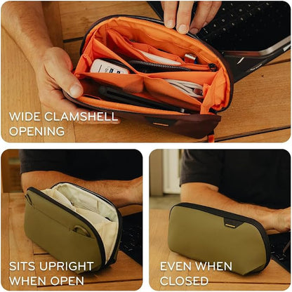 Peak Design Small Tech Pouch, Kelp, Electronics Organizer for Travel or Everyday Carry, Origami-Style Storage, Cable Pass-Through, Weatherproof Recycled Nylon, Gear Carry Bag for Men and Women