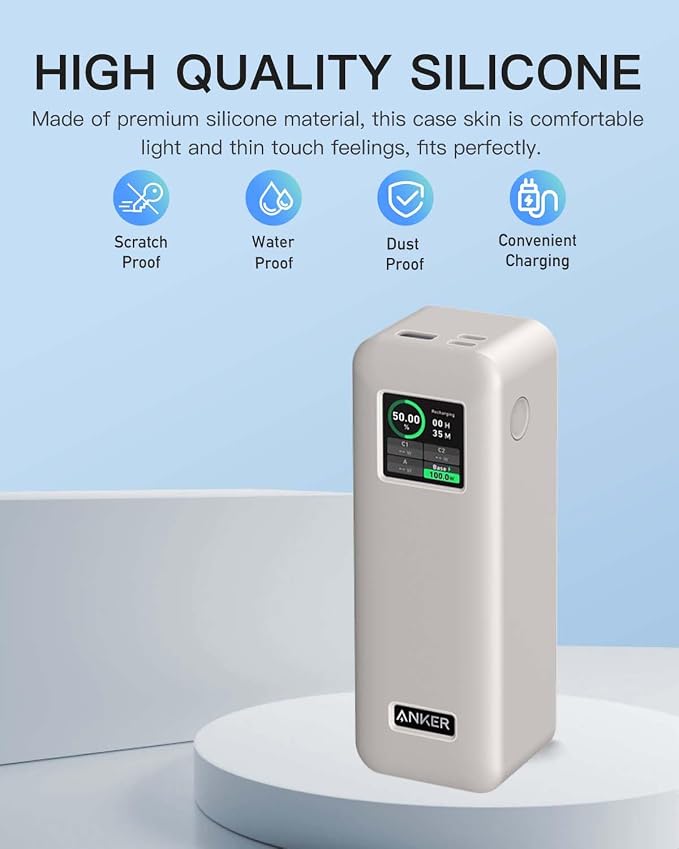Case Cover for Anker Prime Power Bank 27,650mAh 250W, Full-Body Protective Cover for Anker Prime Power Bank,Drop-Proof,Scratch-Proof,Shock-Proof,White