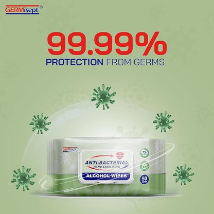 Advanced 75% Alcohol Antiseptic Hand Sanitizer Multipurpose Wipes ((50 Count x 24 Pack = 1200 Wipes))