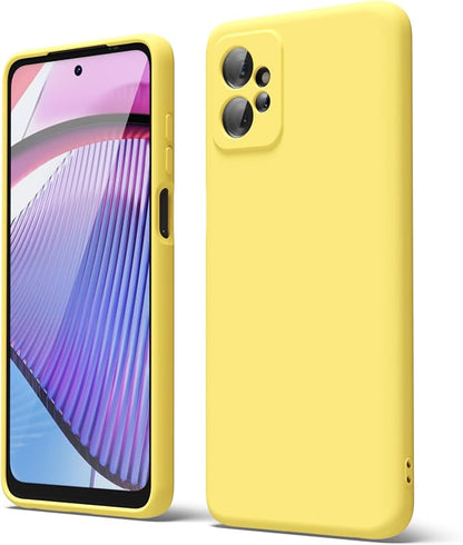 oakxco for Motorola Moto G Power 5G 2023 Phone Case Liquid Silicone, Thin Slim Soft Rubber Gel TPU Plain Simple Cover for Women Girl Cute, Matte Solid Color, Yellow