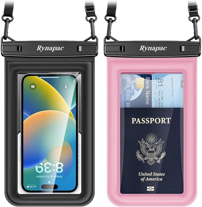 [Up to 8.5"] Floating Waterproof Phone Pouch, 2Pack Waterproof Phone Case with Lanyard for iPhone 17 16 15 14 Pro Max, Galaxy S25 S24 Ultra, IPX8 Cellphone Dry Bag, Beach Essentials Travel Must Haves