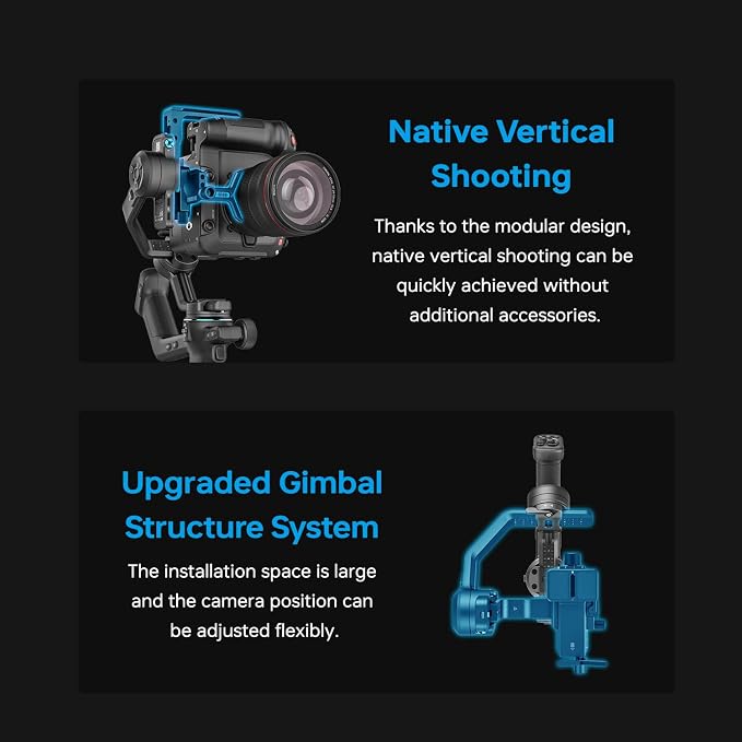 FeiyuTech SCORP-C2 Camera Gimbal Stabilizer, 3-Axis Professional Video Stabilizer with Built-in AI Tracking, 7.72lb Payload for DSLR & Mirrorless Sony A7IV Canon R5 Nikon, Native Vertical Shooting
