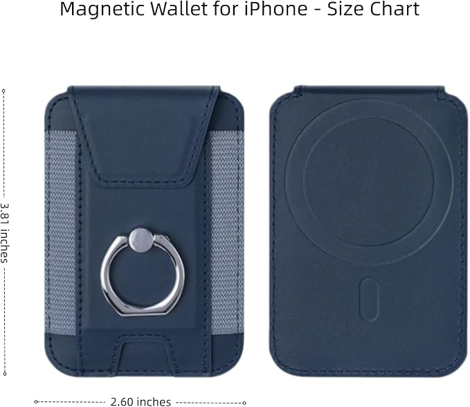 for Magsafe Wallet, Slim Magnetic Card Wallet with Grip, 7 Cards Holder RFID Blocking, Ring Stand Stick on Wallet with Privacy Flap (Deep Blue)